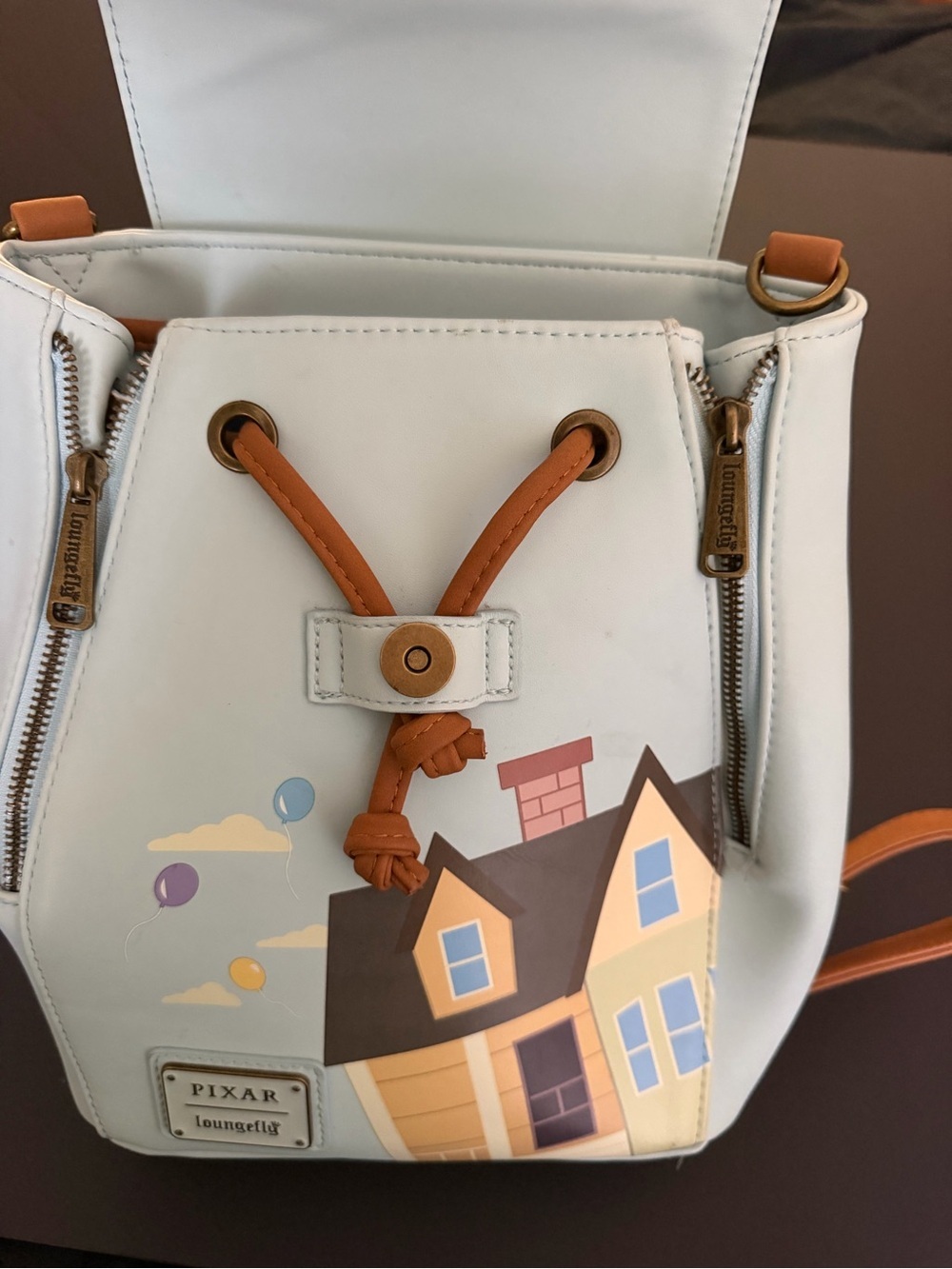 Loungefly Pixar Up House Backpack in Light Blue with Balloons - Picture 5 of 6